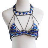 Gem Patchwork Festival Halter Tops Party Crop Top