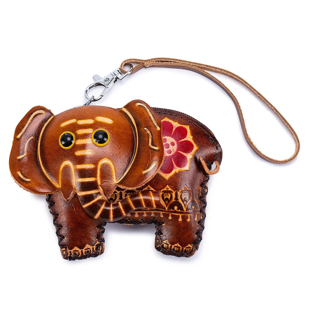 Genuine Leather Cute Coin Purses Handmade Animal Mini Cases