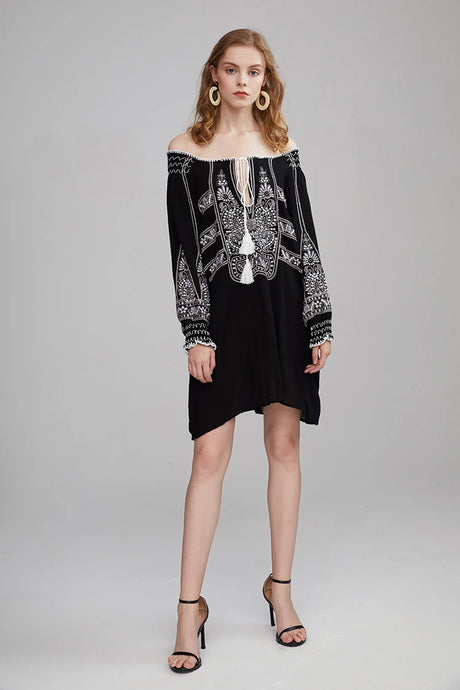 Mirai's Embroidered Boho Dress