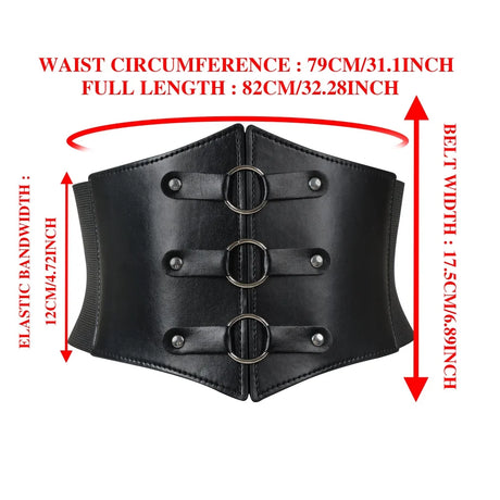 Dark Gothic PU Wide Waistband Steampunk Waist Cinch Underbust Corset