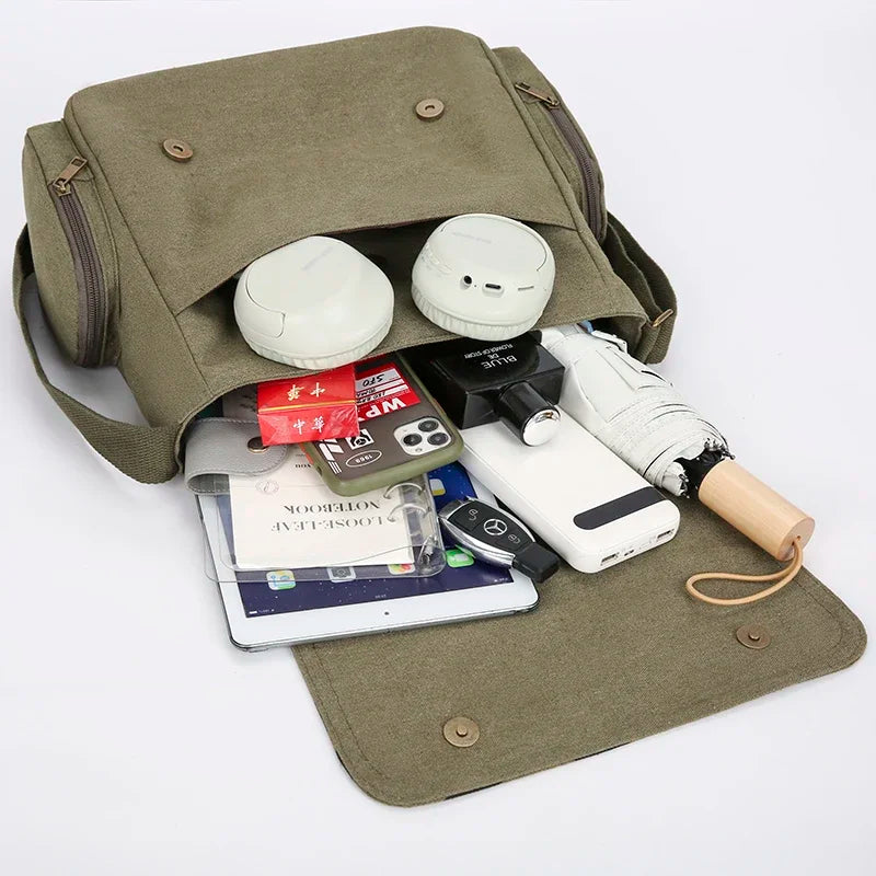 Dragonfly Print Canvas Shoulder Bag Crossbody Messenger Bag