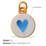 1pc Dopamine Charm Stainless Steel-plated 18K Gold Enamel Round Pendant Charms