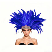 Venetian Carnivale Style Glitter Sequins Feather Crown Costume Headpeice