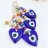 Protection Charm Turkish Evil Eye Hamsa Glass Heart Shape Wall Hanging Keychain