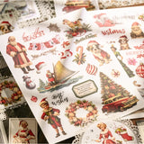 3 Sheet Large Christmas RUB ON Transfer Stickers Junk Journal DIY Scrapbooking Craft Stickers