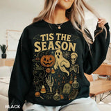 Halloween Sweatshirt Tis' the Season Pumpkin Ghost Fleece Sweater Pullover Jumper
