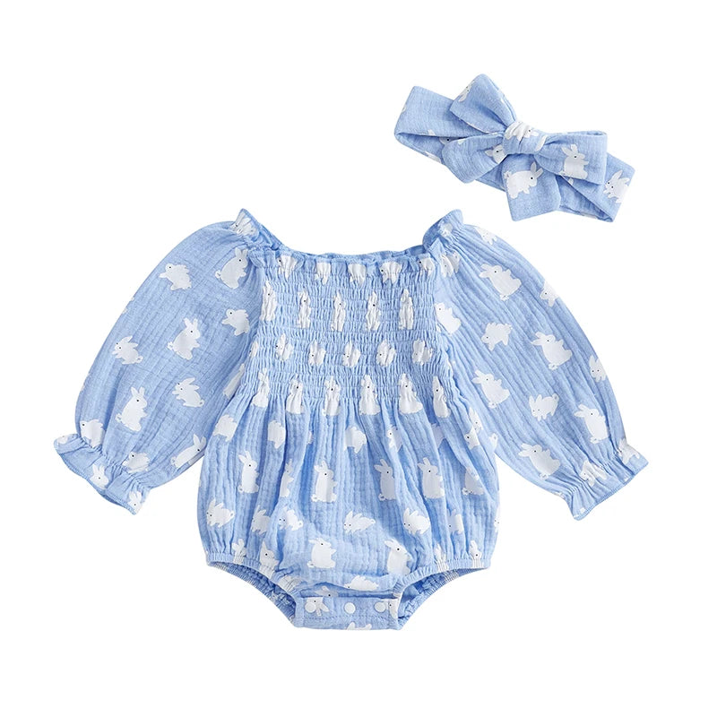 Valentines Day Easter St Patricks Christmas Baby Girls Heart Print Romper with Headband