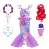 Little Girl Mermaid Ariel Princess Dress Halloween Cosplay Children's Birthday Party Costume