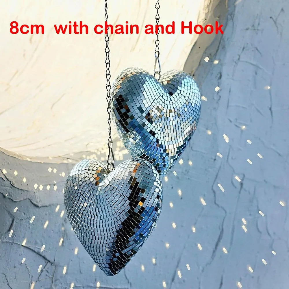Heart-Shaped Disco Mirror Ball Decorations