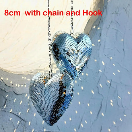 Heart-Shaped Disco Mirror Ball Decorations