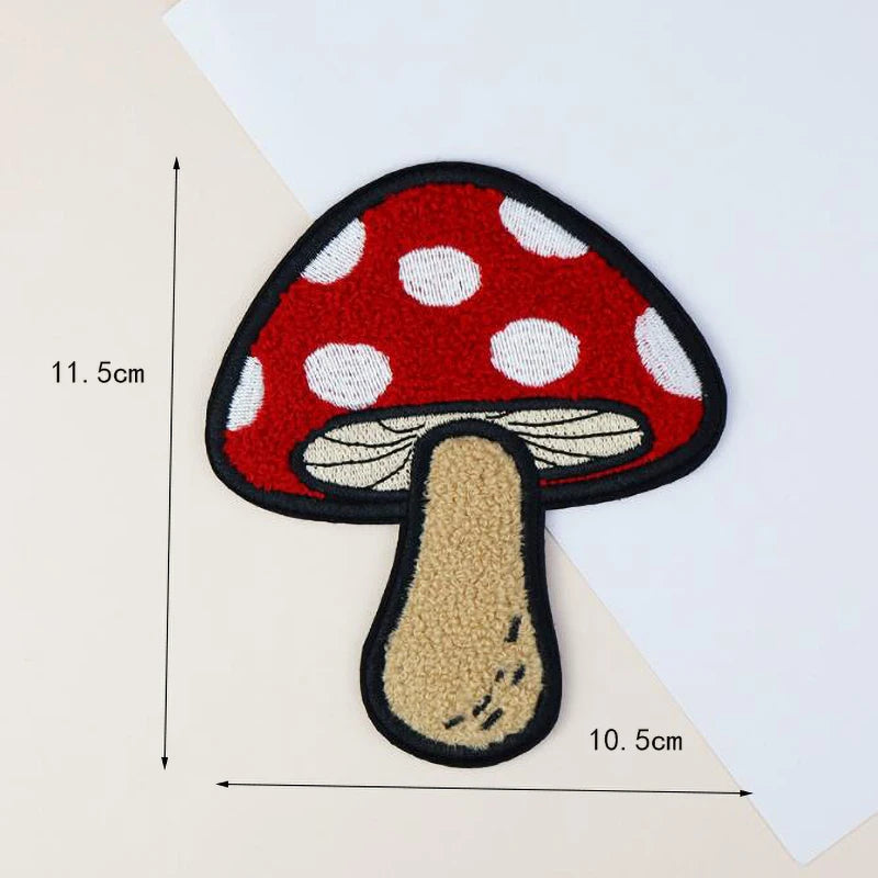 A Pair of Red Mushroom Iron-On Patches DIY Crafts