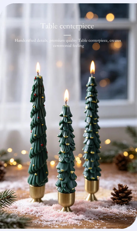 Christmas Tree Taper Candle Pine Tree Candlestick Xmas Dinner Table Decor