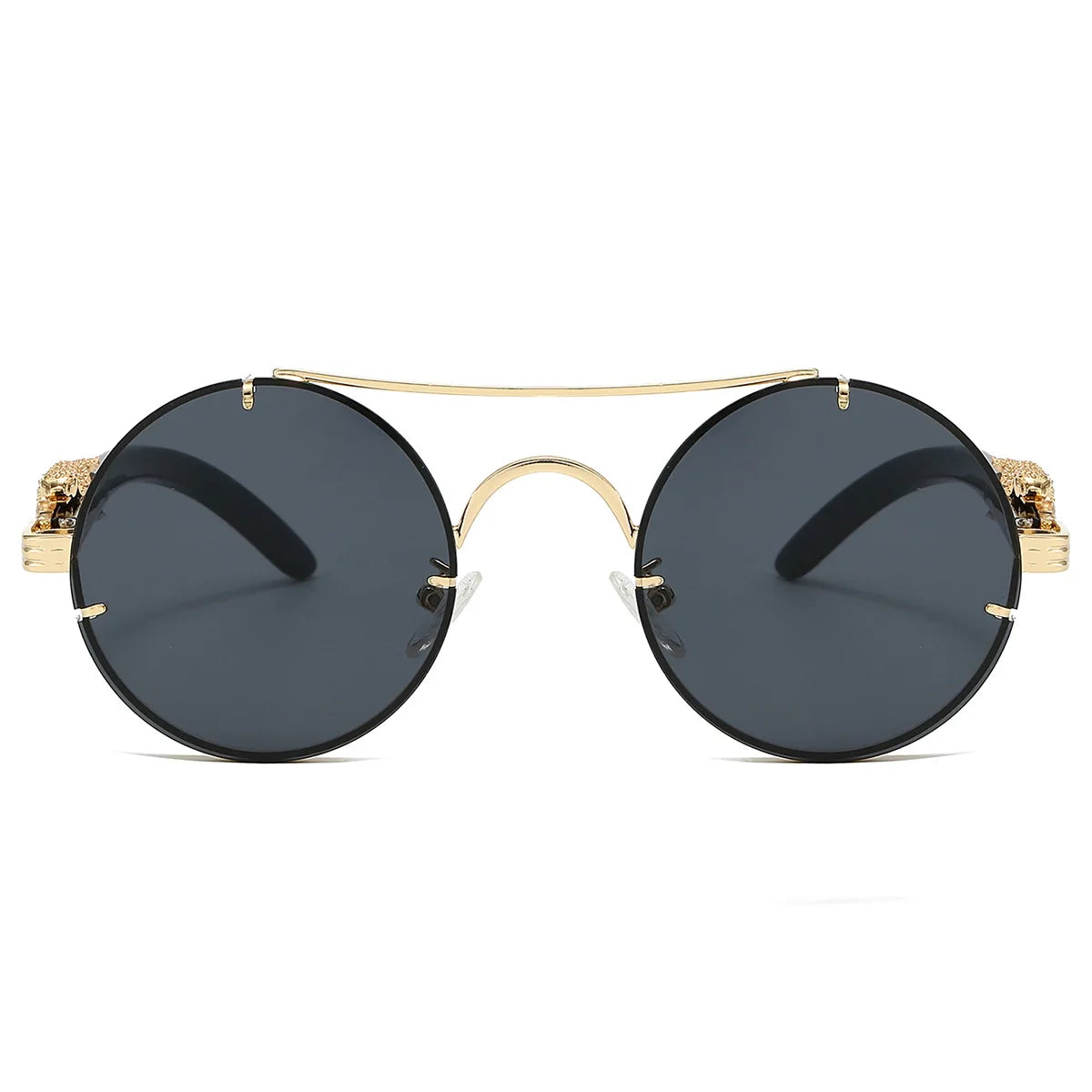 Round Retro Cape Sunglasses Double Bridge