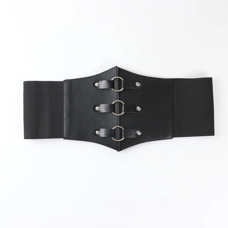 Dark Gothic PU Wide Waistband Steampunk Waist Cinch Underbust Corset