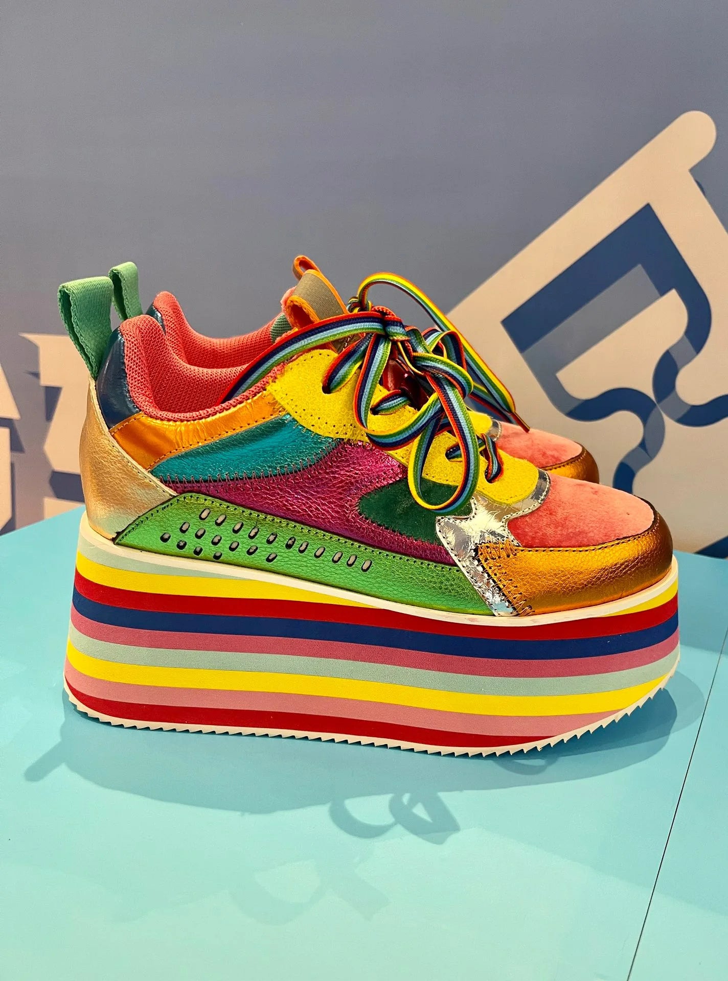 Rosie's Rainbow Sneakers Chunky Platform Shoes Woodland Gatherer BNPL