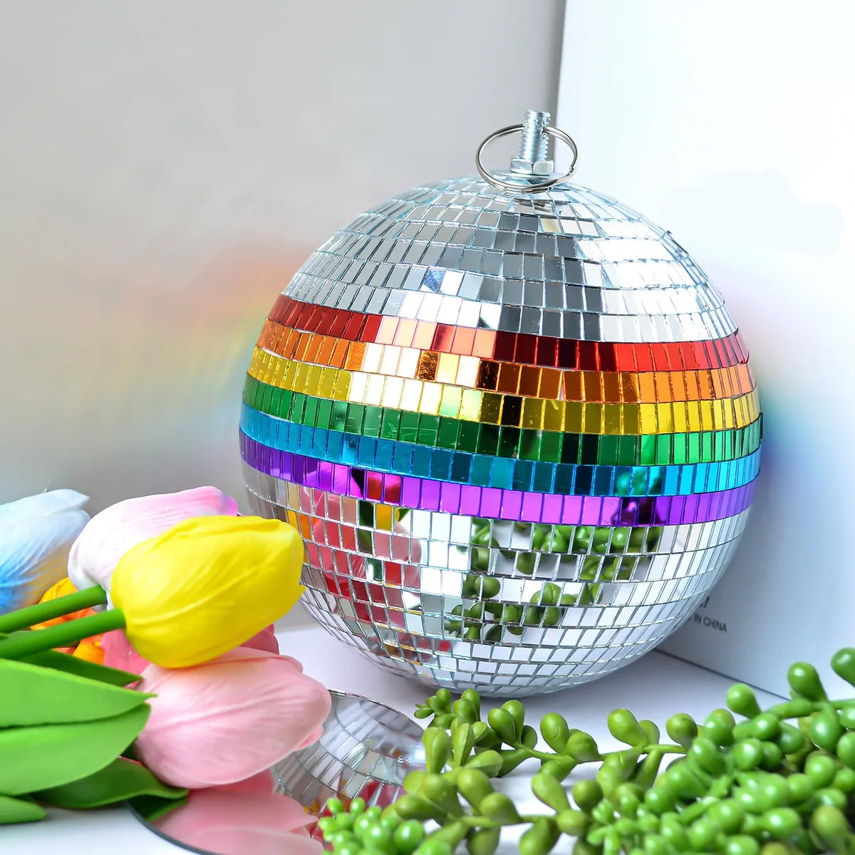Hanging Disco Mirror Ball Rainbow Mardi Gras LGBTQI Decor