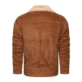 Woodsman Winter Corduroy Jackets Thick Warm Faux Fur Collar Bomber Coat