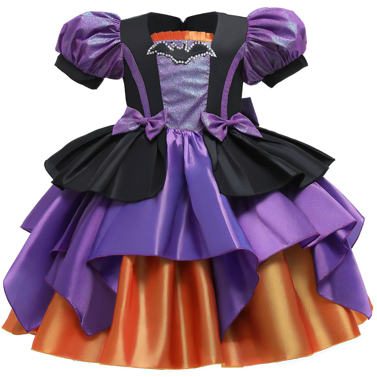 Halloween Bat Cosplay Purple Orange Witch Dress for Girls Children's Costumes