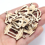 20pcs Wooden Vintage Lanterns Lamp Shapes Scrapbooking Embellishments DIY Wood Craft Supplies