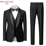 Mens Tuxedo Three Piece Suit Blazer with Trousers and Vest