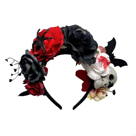 Skull Bat Roses Halloween Theme Flower Hairband