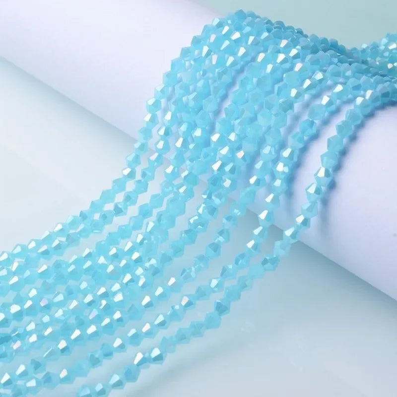 3/4/6mm Rainbow Austria Bicone Crystal Beads AB Colour Faceted Glass Beads for DIY Jewellery Making