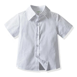 Summer Boys Shorts Suit Toddler Boys Formal Suspender Bowtie Trousers Suit 2-8 Years