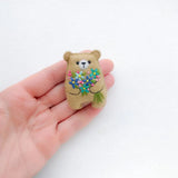 Bouquet Bear Doll Miniature Pocket Hug 5.5*4cm Felt Little Plushie Toy