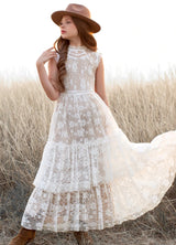Girls Maxi Lace Chiffon Photoshoot Dresses For 3-15 Years