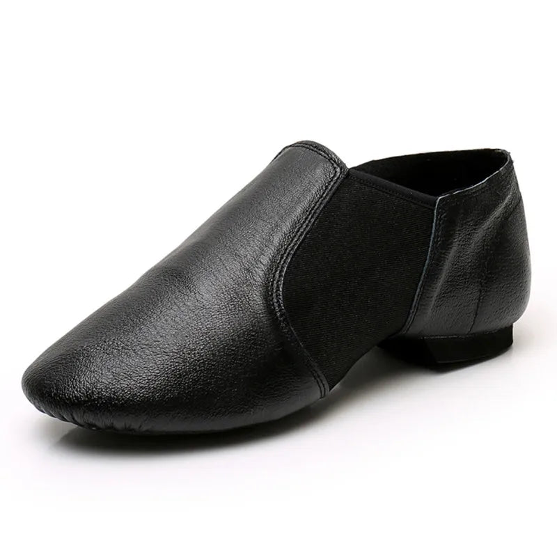 Genuine Leather Jazz Dance Shoes Brown Black Anti-Slip Latin Dance Practice Sneakers
