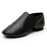 Genuine Leather Jazz Dance Shoes Brown Black Anti-Slip Latin Dance Practice Sneakers