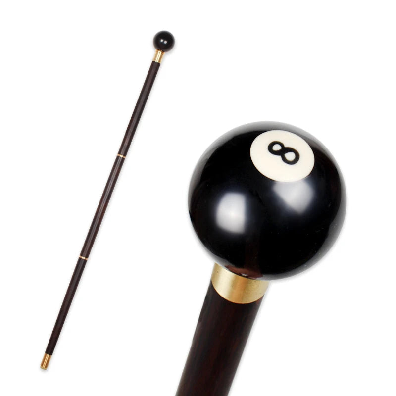 Black Eight Ball Wooden Walking Stick Cane