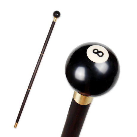 Black Eight Ball Wooden Walking Stick Cane