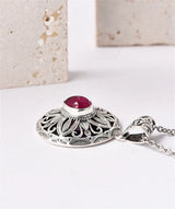 The Eye of the Wise S925 Sterling Silver Pendants Ancient Pattern Red Corundum