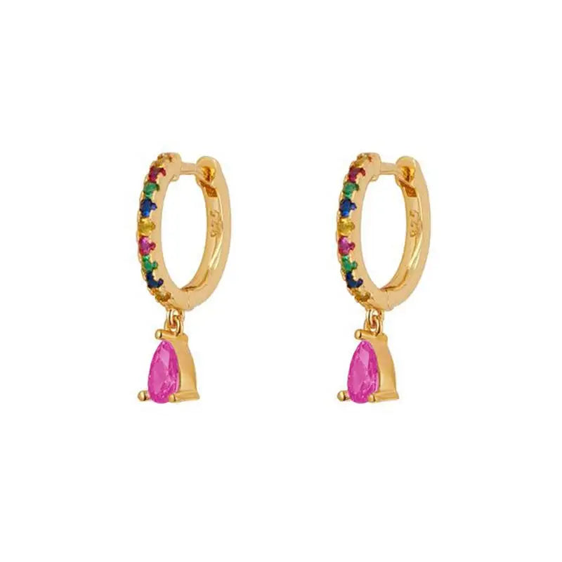 Colourful Zircon Gold Stud Earrings Mix'n'Match