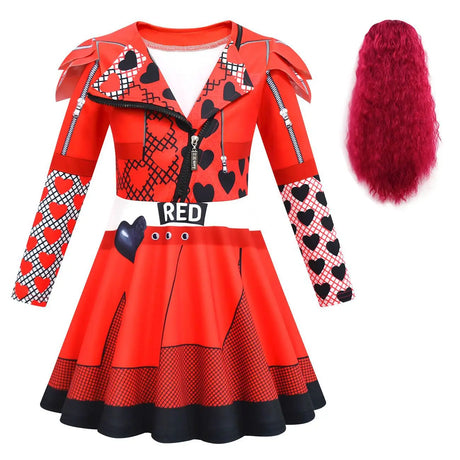 Descendants Red Costumes Girl Halloween Costumes The Rise of Red Cosplay Dress  3-12Y