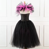 Girls Witch Ghost Vampire Halloween Costume Fluffy Tulle Dress
