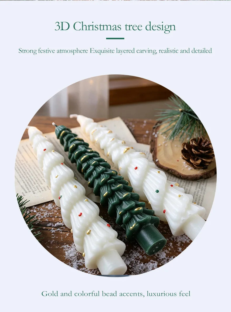 Christmas Tree Taper Candle Pine Tree Candlestick Xmas Dinner Table Decor