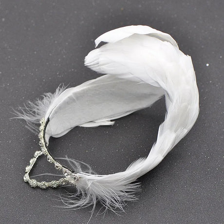 Ballet Swan Lake Headwear White Black Feather Headband With Crystal Rhinestones Ballerina Headdress
