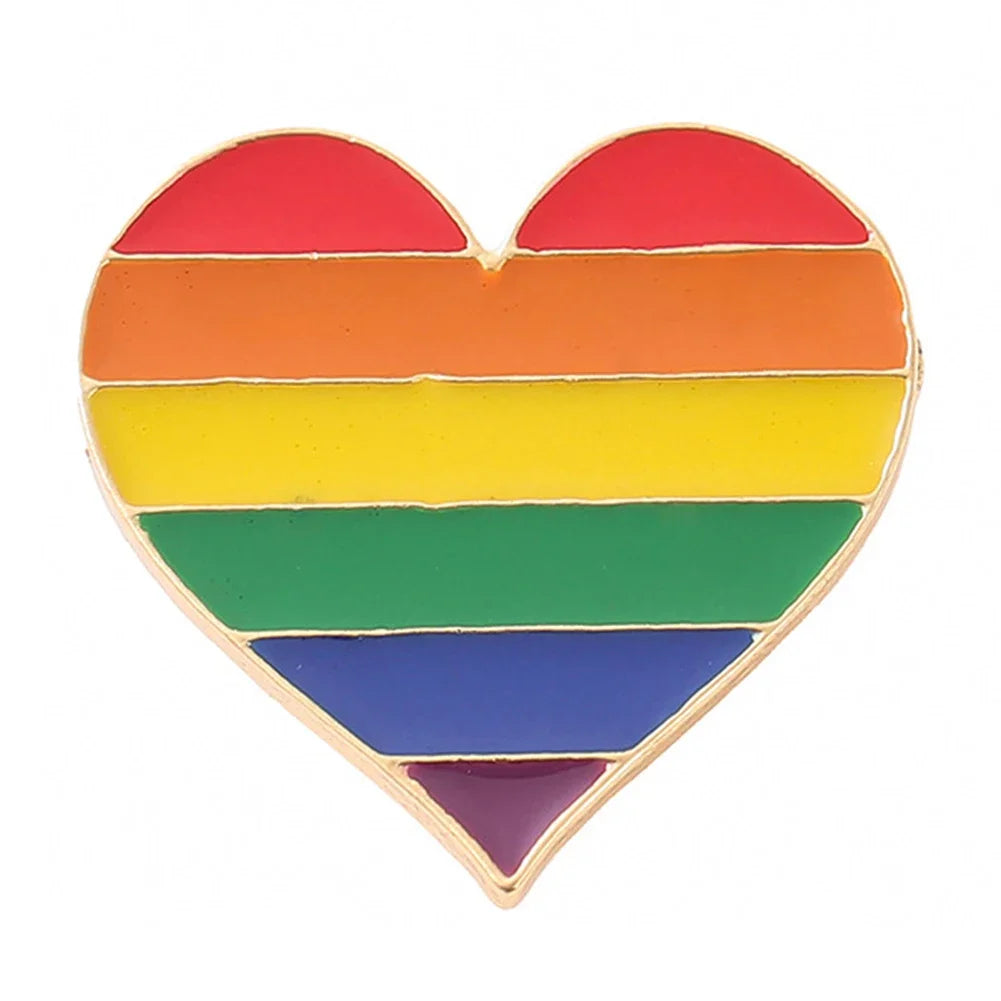 Love is Love Heart Rainbow Pride Flag Enamel Badges