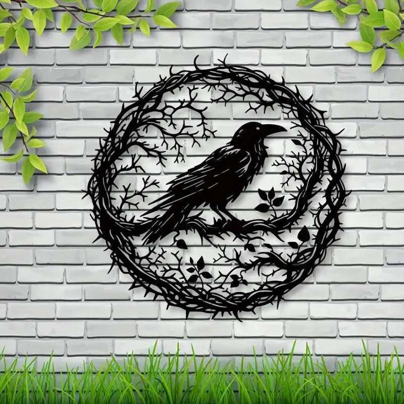 Black Bird Raven Crow Metal Wall Art Garden Decor