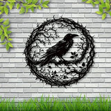 Black Bird Raven Crow Metal Wall Art Garden Decor