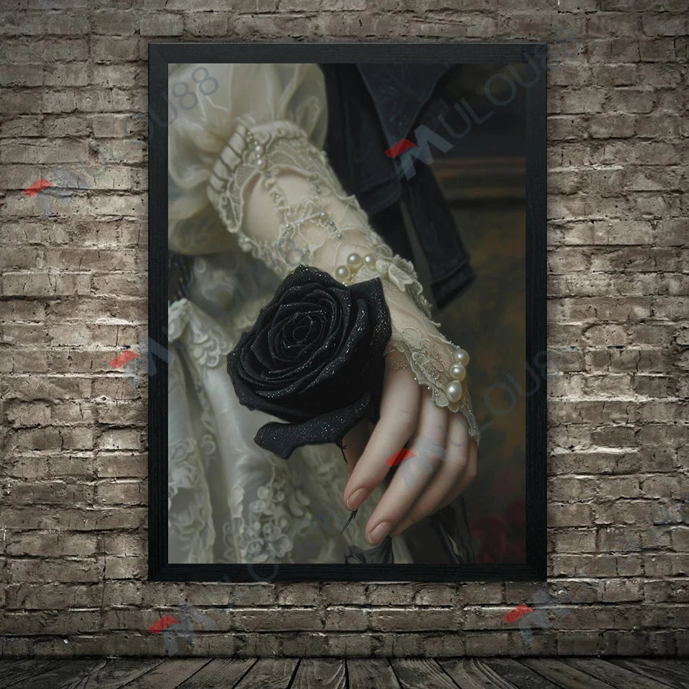 Lace, Pearls, Swords, and Snakes, Moody Victorian Art Poster Prints Dark Academia Wall Art Home Decor