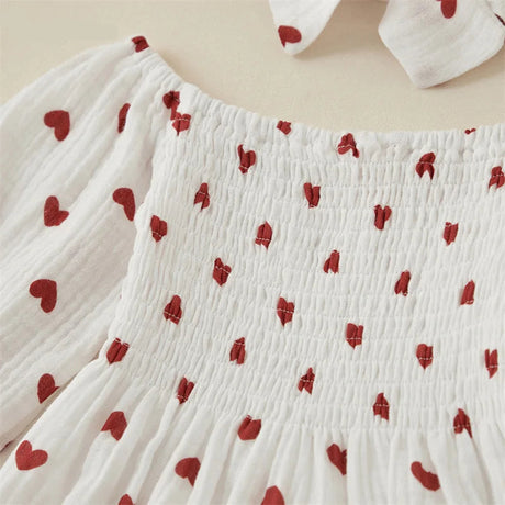 Valentines Day Easter St Patricks Christmas Baby Girls Heart Print Romper with Headband