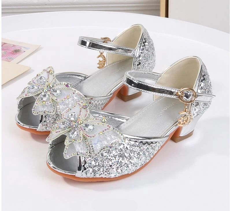 Party Shoes for Girls Glittery Butterfly Mary Jane Sandals Purple Gold Pink Blue
