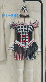 Clown Cosplay Costume Circus Performance Jumpsuit Halloween Party Carnival Jester Theater Stage Performance