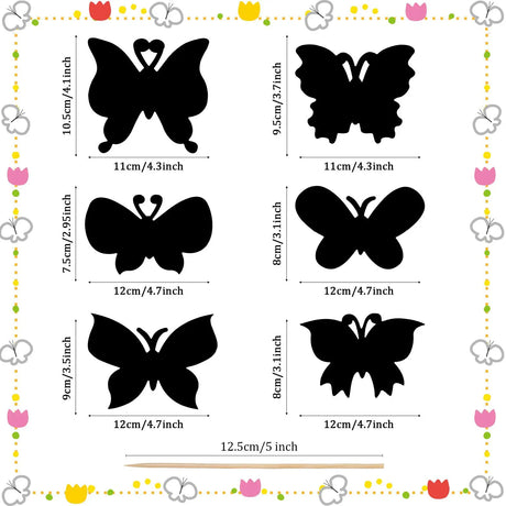 Set of 12 Magic Scratch Art Butterfly Scratch Drawing Cards