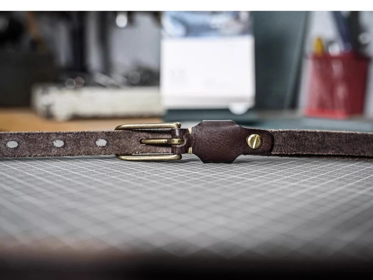 Shallee's Genuine Leather Women's Belt Pure Copper Button Western Cowboy Style