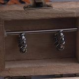 Twisted Rope Stainless Steel Huggie Hoop Earrings for Men with Wooden Box
