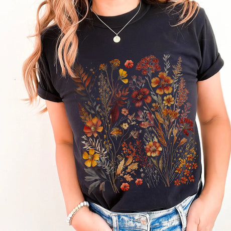 Green Garden Witch T-Shirt Cottagecore Goblincore Florals Cotton Tee